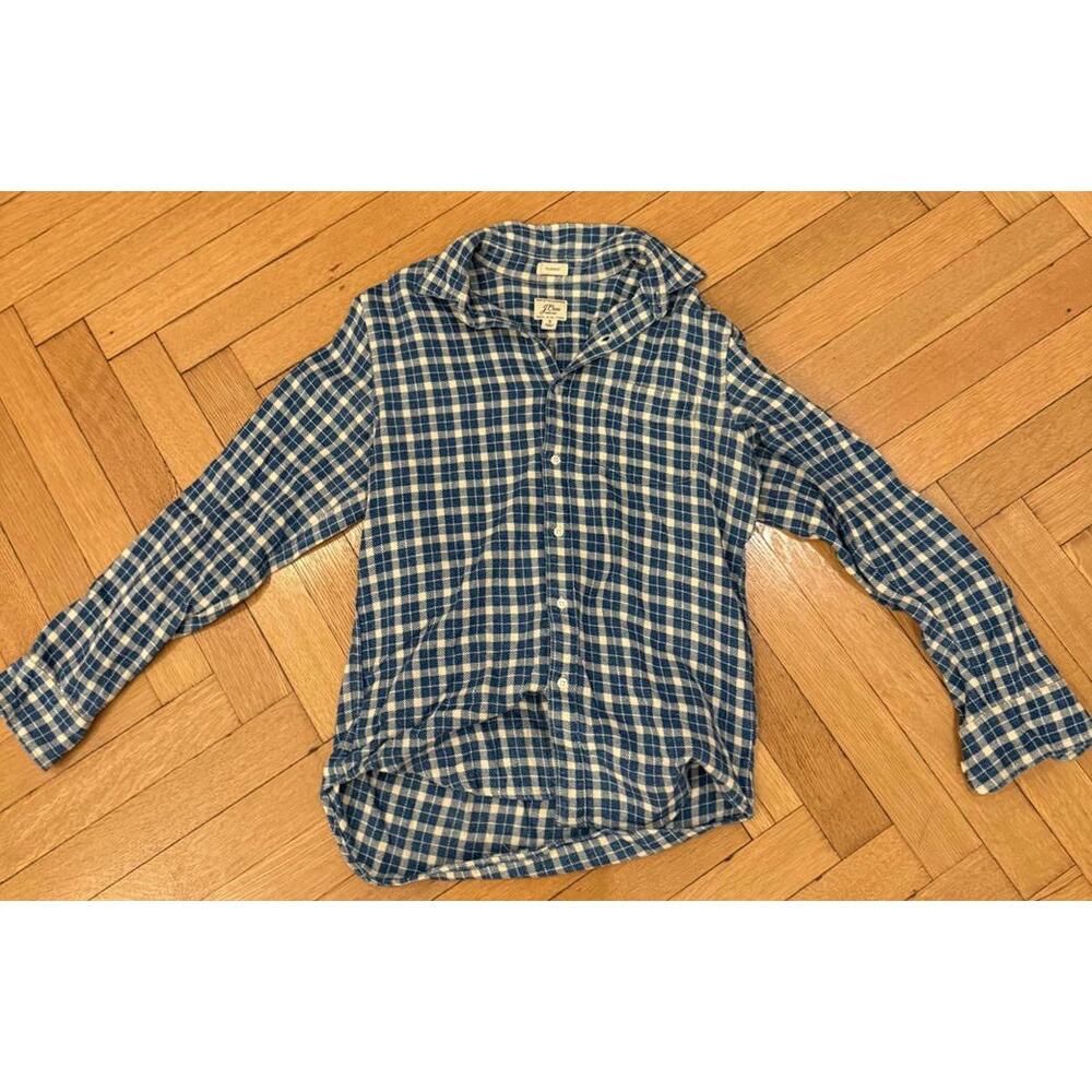 J.Crew Men's Blue Plaid Casual Shirt - Small